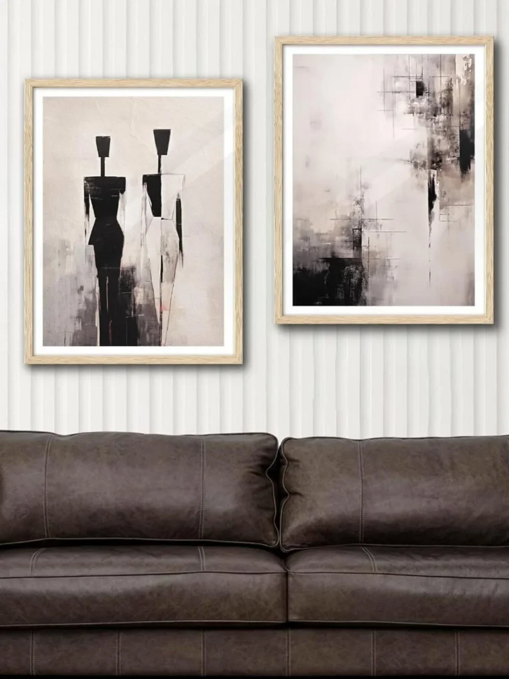 Modern Minimalist Framed Wall Art - 16x20 Abstract Canvas Decor in Neutral Beige